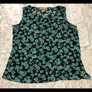 Notations Blue Floral Sleeveless Blouse